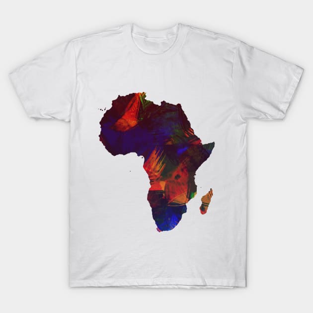 Africa Colorful Africa Continent Art Map T-Shirt by twizzler3b